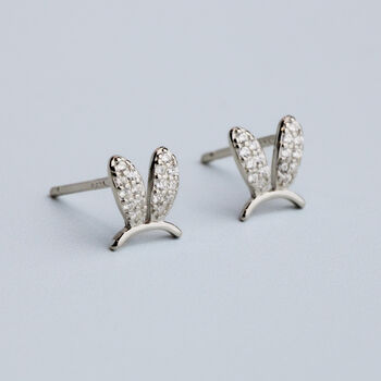 Sterling Silver Crystal Bunny Ears Earrings, 2 of 4
