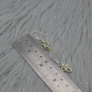 Peridot Sterling Silver Drop Earrings August Birthstone, 3 of 9