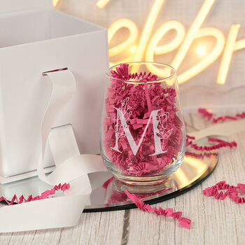 Personalised Floral Initial Stemless Glass, 8 of 8