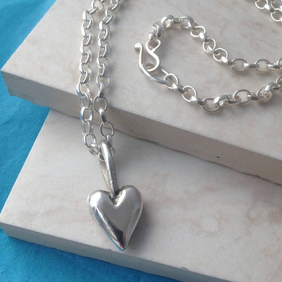 solid silver heart necklace by cathy newell price jewellery ...