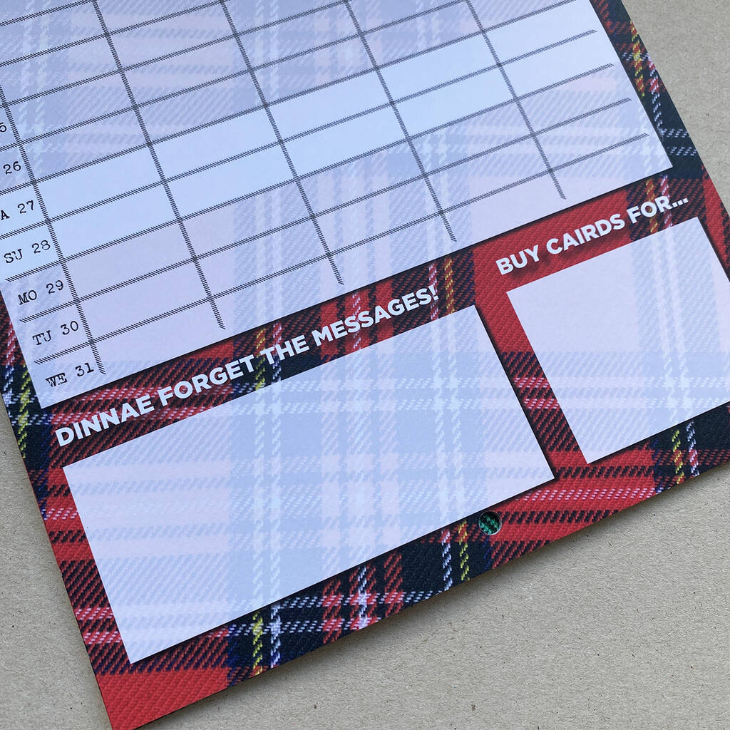 Tartan Family Planner Calendar 2024 With Scottish Words By Hiya Pal!