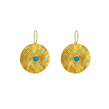 Large Statement Coil Drop Earrings With Turquoise, 3 of 3