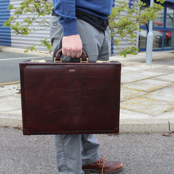 Luxury Slim Leather Attaché Case. 'The Scanno', 10 of 12