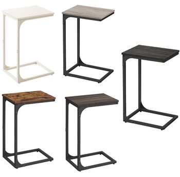 C Shaped Industrial Side Table With Metal Frame, 10 of 10