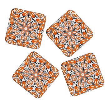 Orange 'Fox Flower' Retro Placemats, 4 of 10