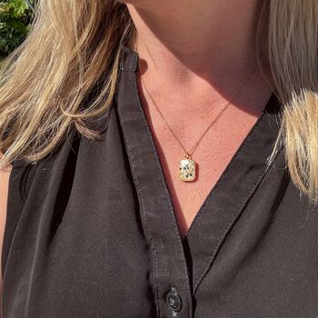 The Rectangle Dalmatian Jasper Necklace, Gold Plated, 2 of 9