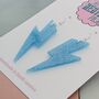 Light Blue Glitter Lightning Bolt Earrings Small And Large, thumbnail 4 of 10