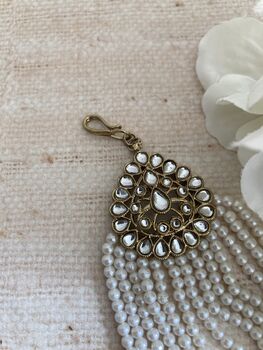 Kundan Antique Gold Pearl Passa/Jhumar, 5 of 5