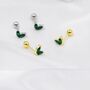 Emerald Green Cz Marquise Leaf Duo Barbell Earrings, thumbnail 1 of 11