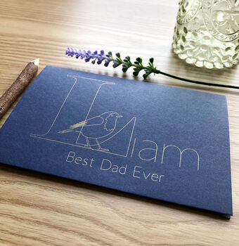 Personalised Robin Name Father's Day Gold Foil Card, 2 of 12