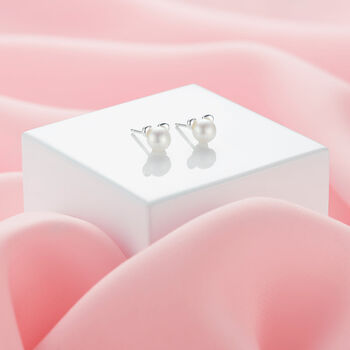 Children’s Sterling Silver Teddy Bear Pearl Earrings – First Pearl Earrings For Girls, 2 of 4