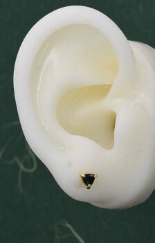 Sterling Silver Trillion Cut Black Cz Stud Earrings, 7 of 11