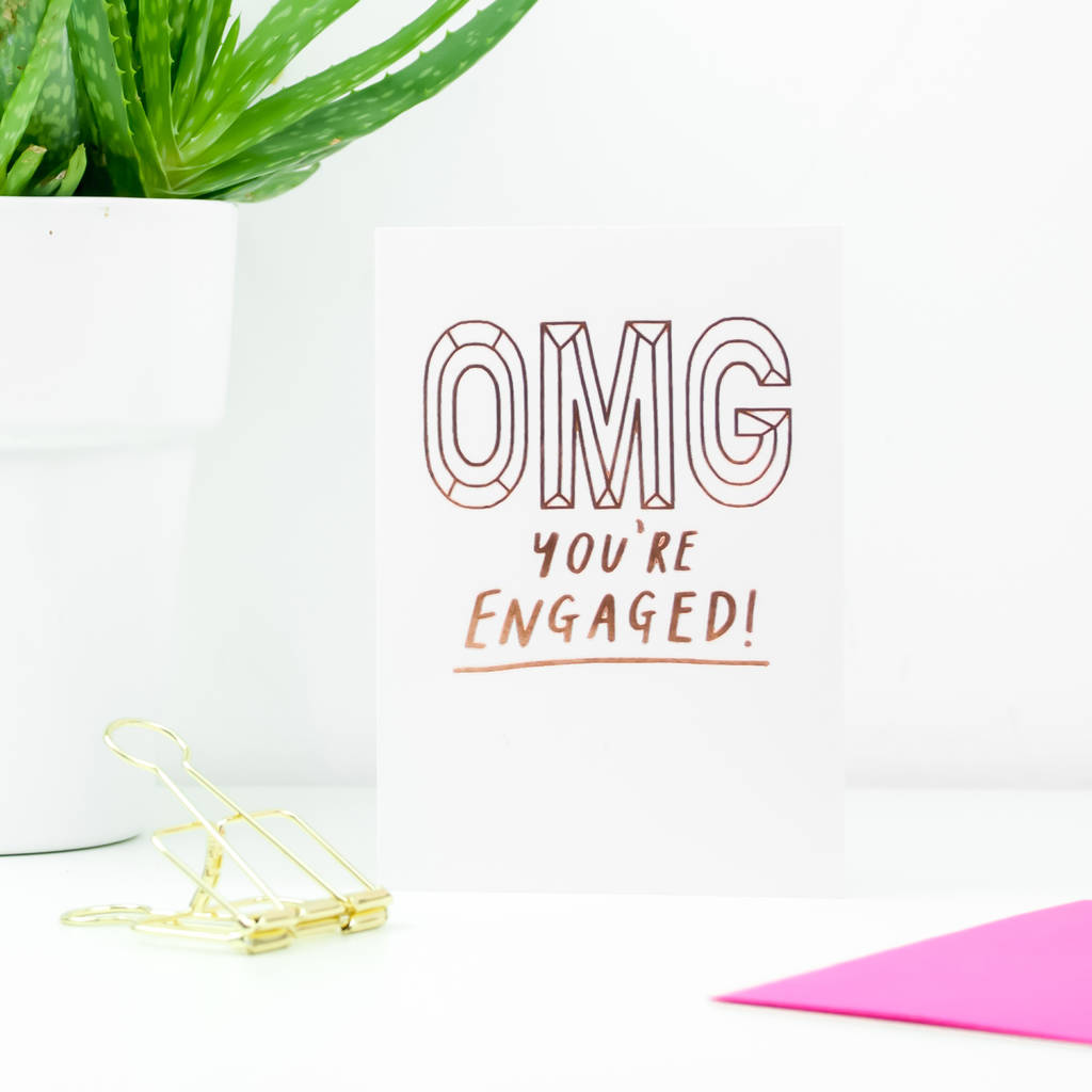 Omg Youre Engaged Greetings Card By Sadler Jones