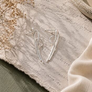 Sterling Silver Overlapping Spiked Stud Earrings, 2 of 10