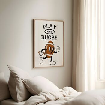 Play More Rugby Retro Print, 3 of 8