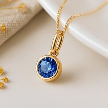 Personalised September Birthstone Necklace In Gold Plated Silver, 3 of 9