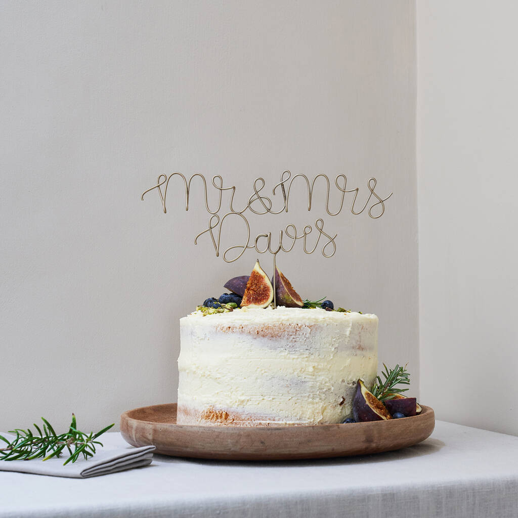 Mr And Mrs Surname Wire Wedding Cake Topper, 1 of 7