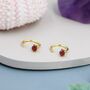 Tiny Garnet Red Cz Huggie Hoop Earrings, thumbnail 5 of 10