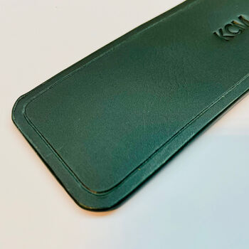 Personalised Dark Racing Green Premium Leather Bookmark, 5 of 8