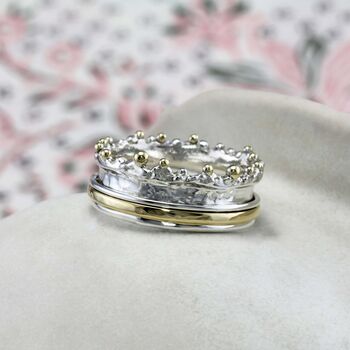 Crown Mixed Metal Spinning Ring, 3 of 8