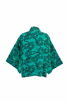 Japanese Pine Needle Print Green Short Light Weight Kimono, 7 of 7