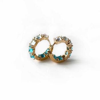 Aqua Ombre Jewel Hoop Earrings, 2 of 2