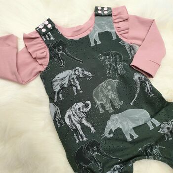 Organic Elephant Baby And Toddler Dungarees, 2 of 2