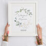 Personalised Wreath Botanic Wedding Couples Name Print, thumbnail 1 of 5