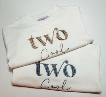 'Two Cool' Embroidered 2nd Birthday Sweatshirt, 4 of 9