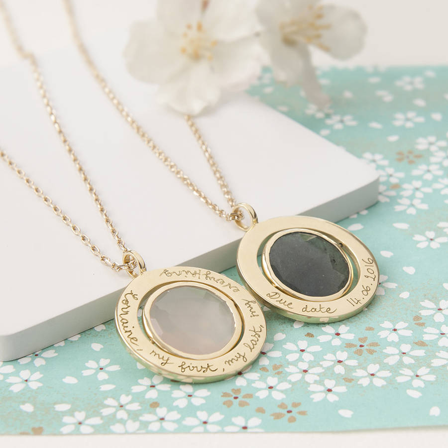 Personalised Gem Spinning Necklace By Merci Maman