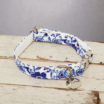 The Richmond Blue And White Floral Dog Collar, 2 of 3
