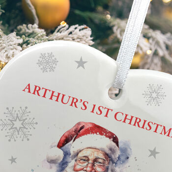 Traditional Santa Any Message Ceramic Heart Hanging Decoration Bauble + Gift Box, 4 of 7