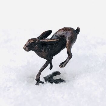 Miniature Bronze Running Hare 8th Anniversary Gift, 4 of 11