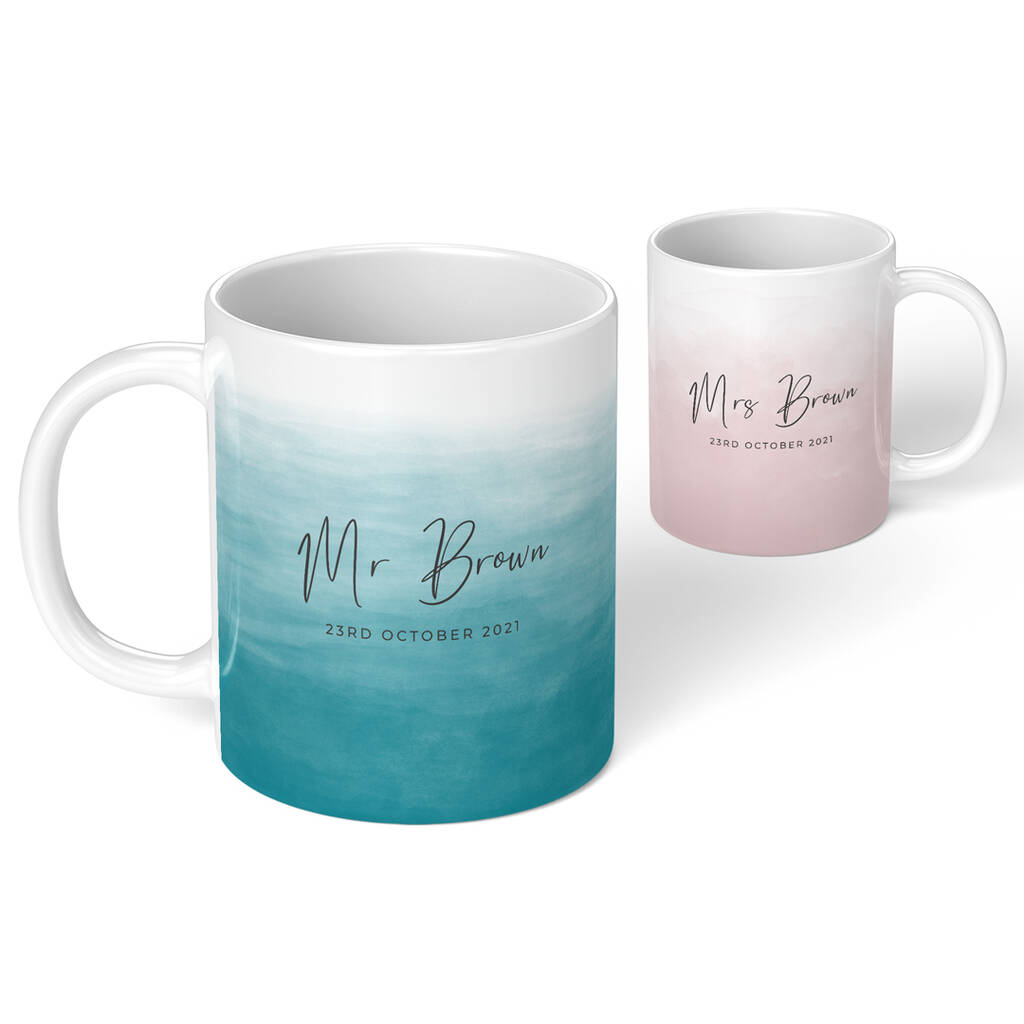 Personalised Mr and Mrs Egg Cup Pair Wedding Gift Anniversary Bride Groom 