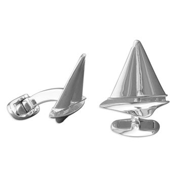 Solid Sterling Silver Sailboat Cufflinks, 2 of 3