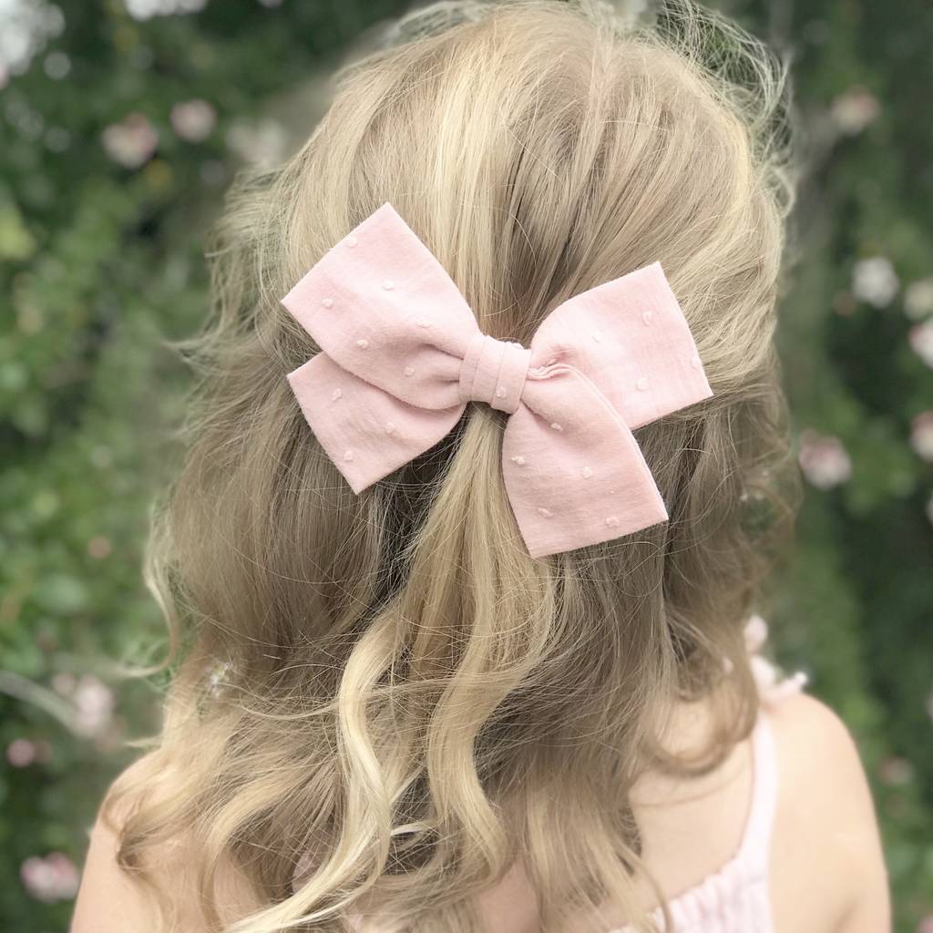 Little Love Cotton Hair Bow Pastel Dot By Lovebysusie