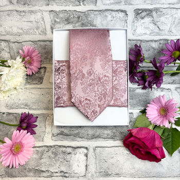 Desert Rose Floral Wedding Tie Set, 4 of 6