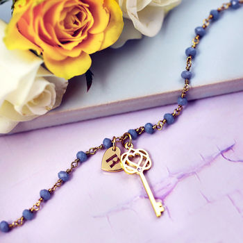 Rosary Necklace With Key Charm, 3 of 6