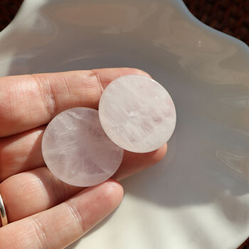 Rose Quartz Flat Crystal Gift – Disc Shape With Pouch, 3 of 5