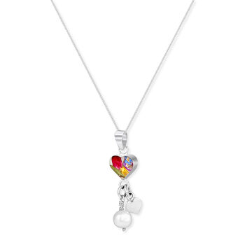 Sterling Silver Heart And Pearl Pendant Necklace With Real Flowers, 4 of 11