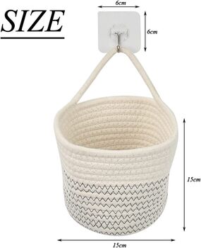 Two Pieces Small Hanging Cotton Rope Woven Baskets, 7 of 7