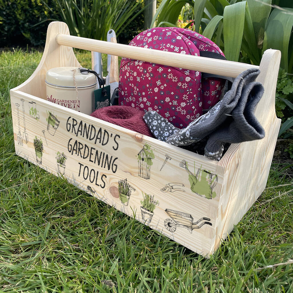 Gardening Tools Gift Storage Caddy With Handle, 1 of 2