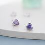 Sterling Silver Purple Heart Cz Stud Earrings, thumbnail 4 of 10