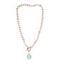 Clara Freshwater Pearl Necklace With Aqua Chalcedony, thumbnail 2 of 3