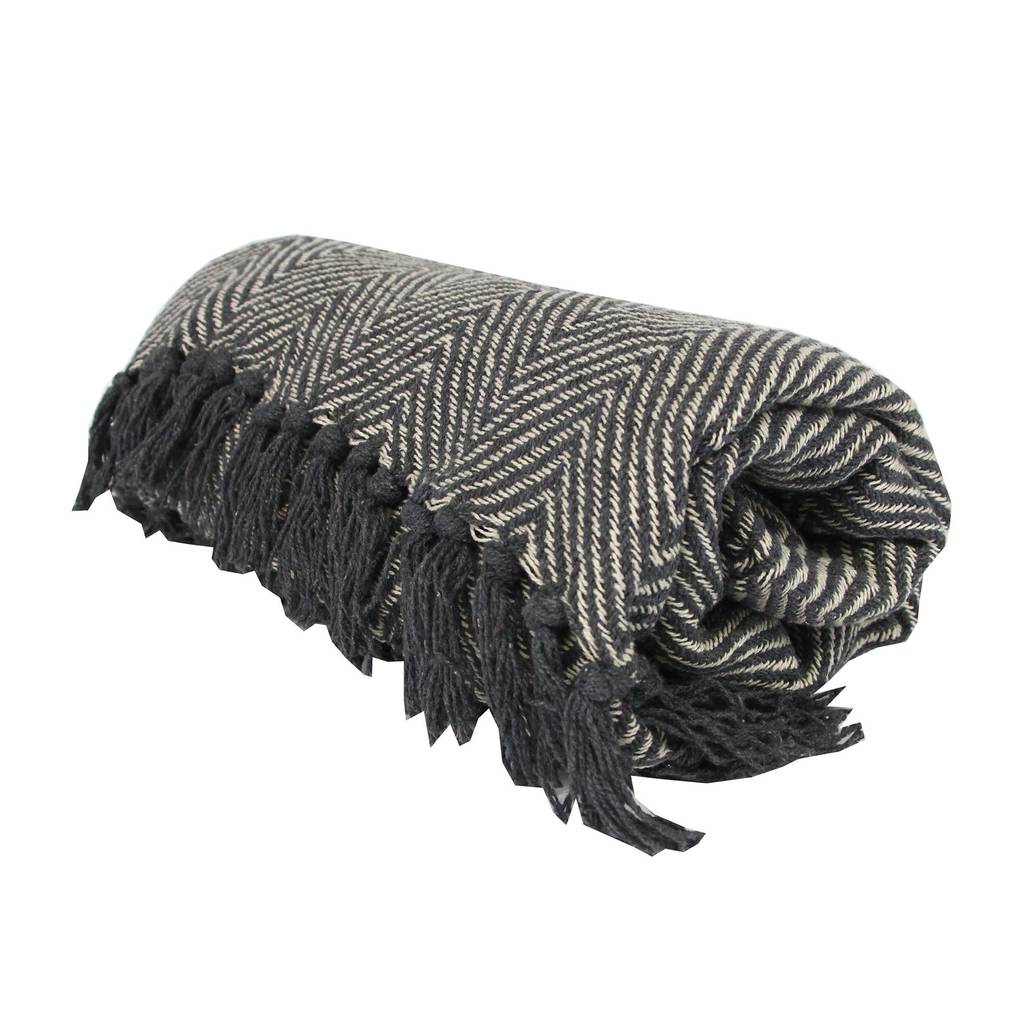 grey chevron throw by the contemporary home