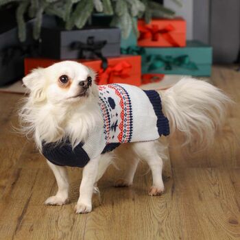 Scandi Snowflake Knitted Christmas Jumper For Dogs, 2 of 5