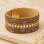 Gold Plated Iridescent Aurora Borealis Crystal Wide Cuff Bracelet, thumbnail 1 of 9