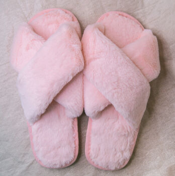 Blossom Faux Fur Slippers Pink, 5 of 5