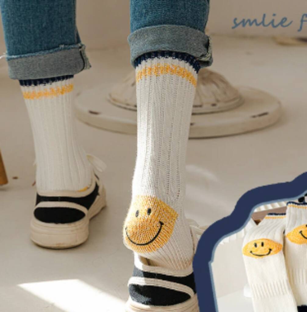 Smiley Face Heel Sock, 1 of 3