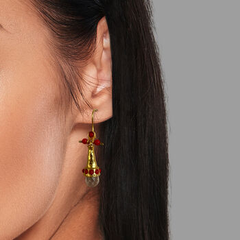Crystal Coral Earrings Plated With 24k Gold, 3 of 4